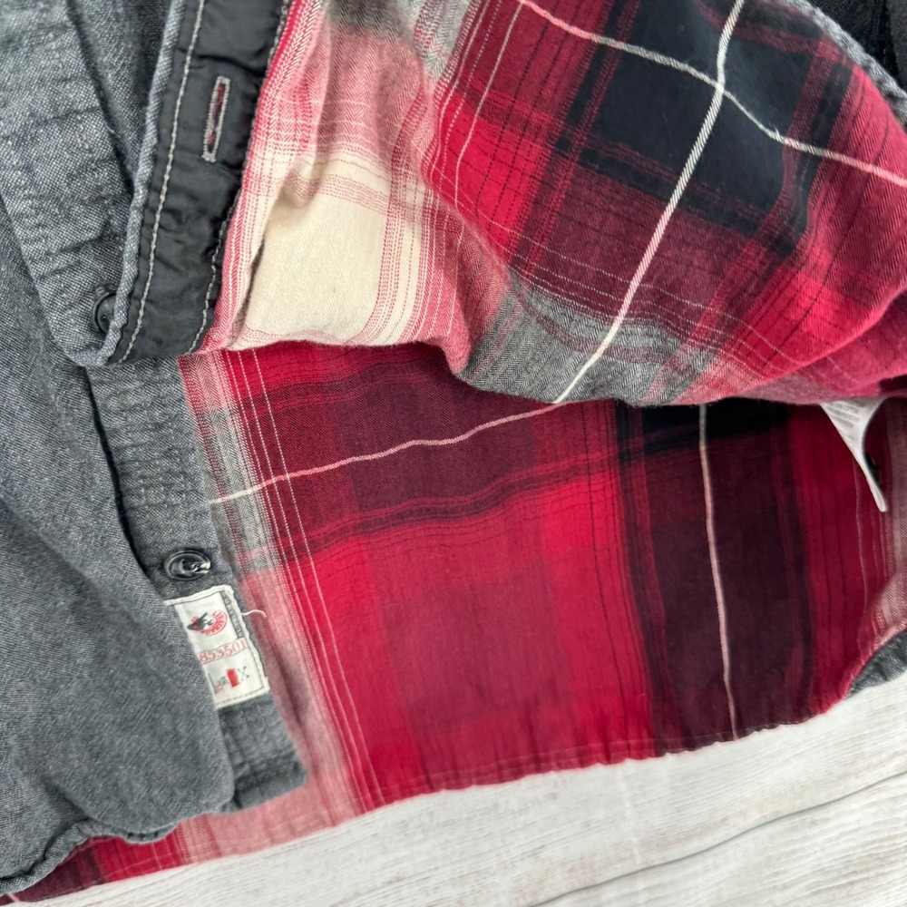 Levi's Shirt Jacket Mens XL Gray Plaid Lined Linen Blend Western Shacket - Picture 3 of 10